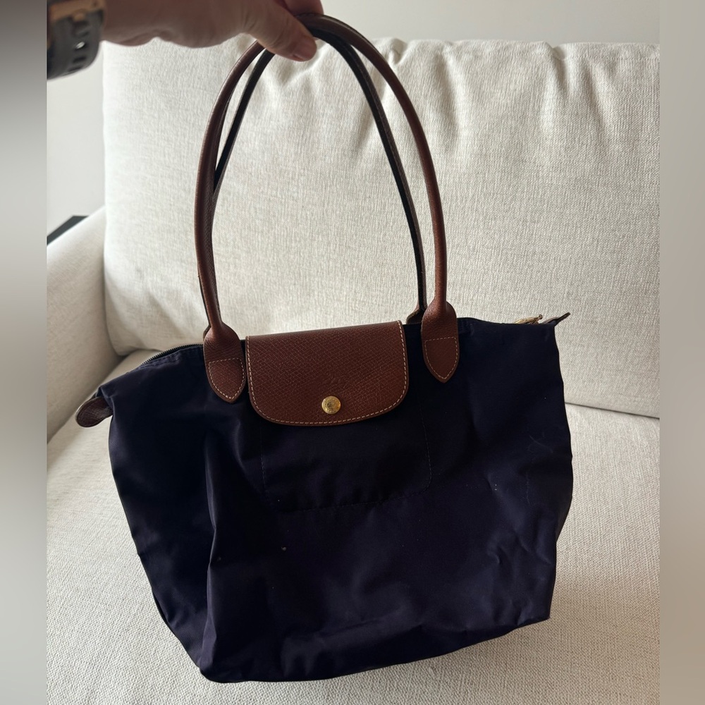 Longchamp Le pliage medium tote in eggplant